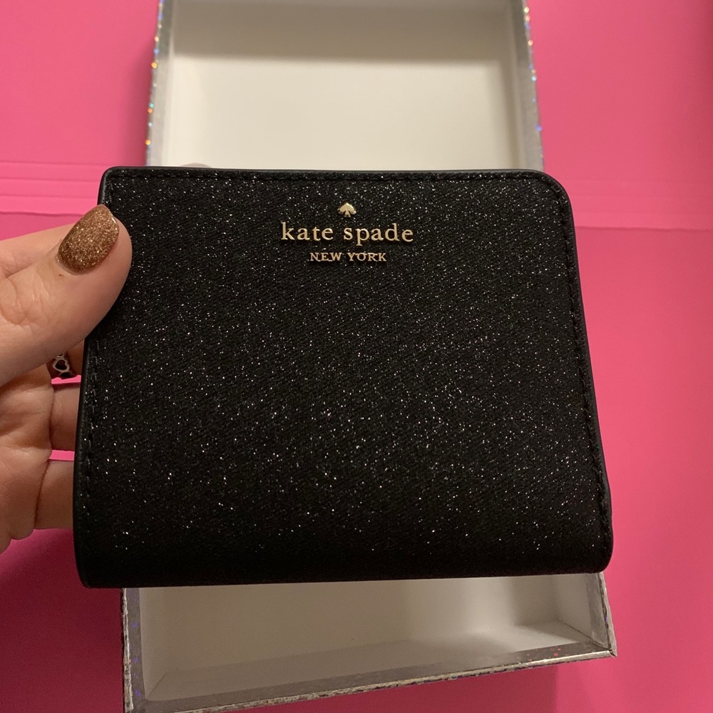 Kate Spade black glitter wallet
